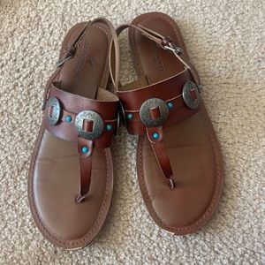 Boho Brown and Blue American Eagle Sandals